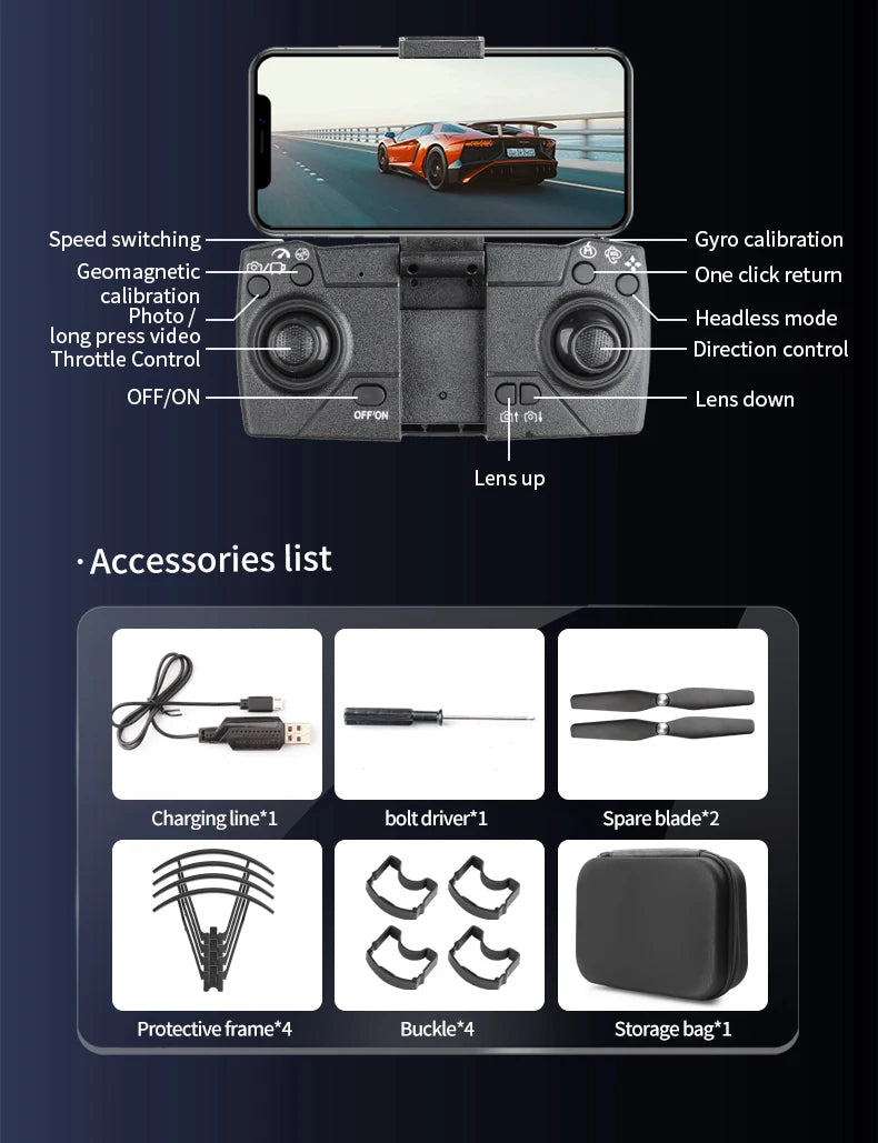 S169 Drone - ESC Camera HD 4K WiFi FPV Quadcopter Children Toys RC Helicopter Remote Control Kids Toy 34 S169 Drone, speed switching gyro calibration geomagnetic one click