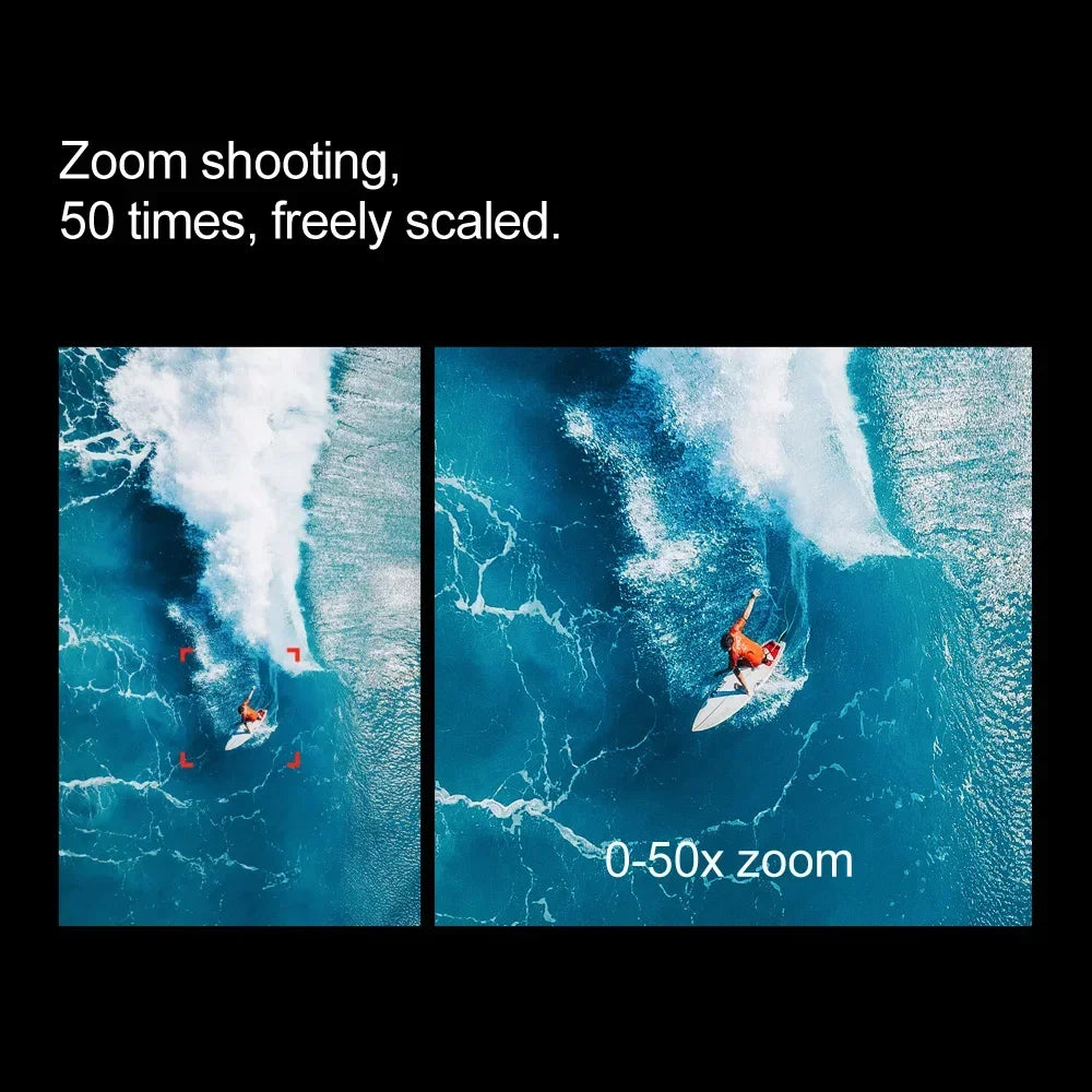 V168 Drone, Enjoy 50x zoom with effortless scaling from 0 to 50 times for versatile aerial photography.