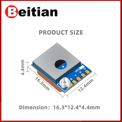 Beitian PRODUCT SIZE 1 Dimension: 16.3*12.4*4.4mm 