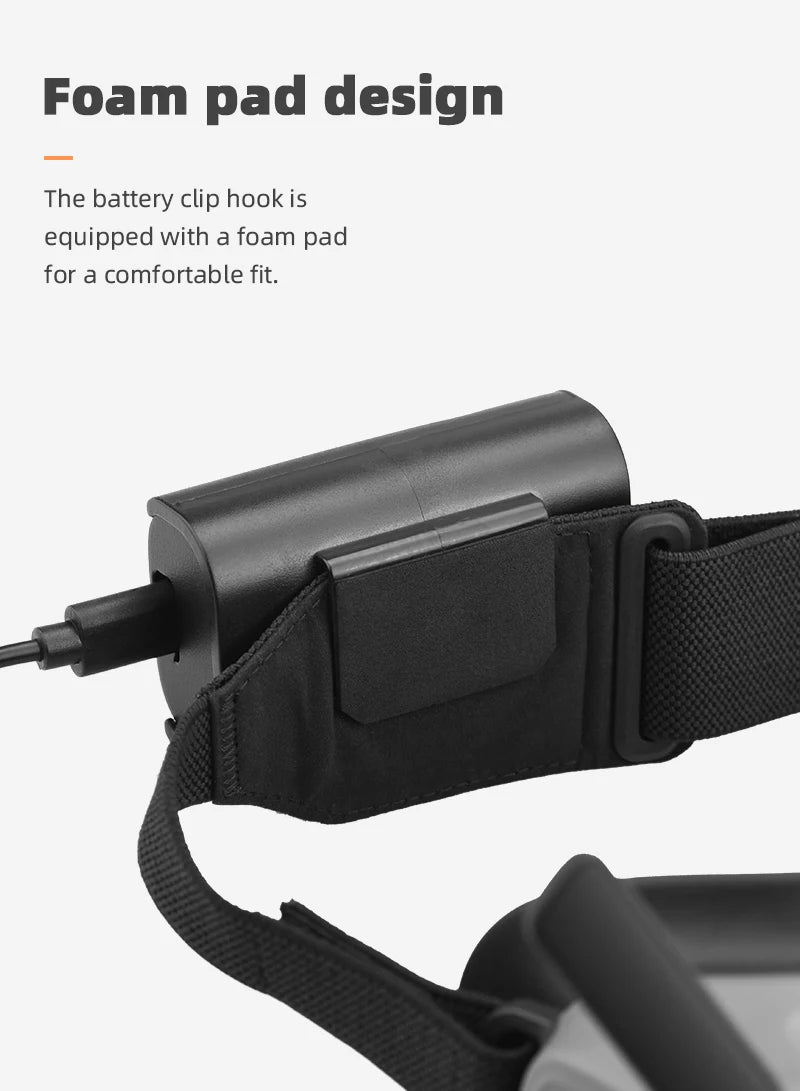 Power Charging Cable for DJI Goggles 2, foam design The battery clip hook is equipped with a foam pad for a comfortable fit: