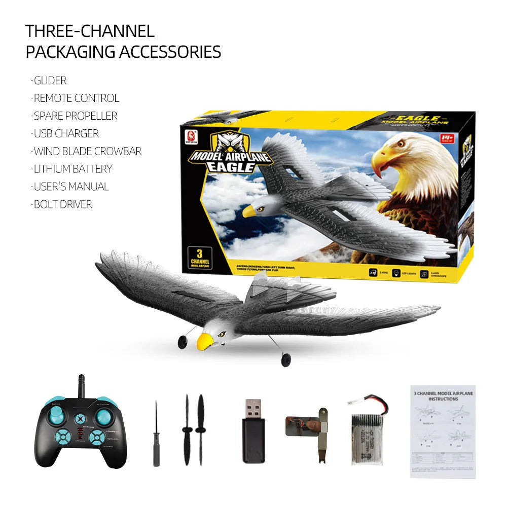 RC Plane Wingspan Eagle Bionic Aircraft Fighter, LLALE USB CHARGER WIND BLADE CROWBAR IMOD