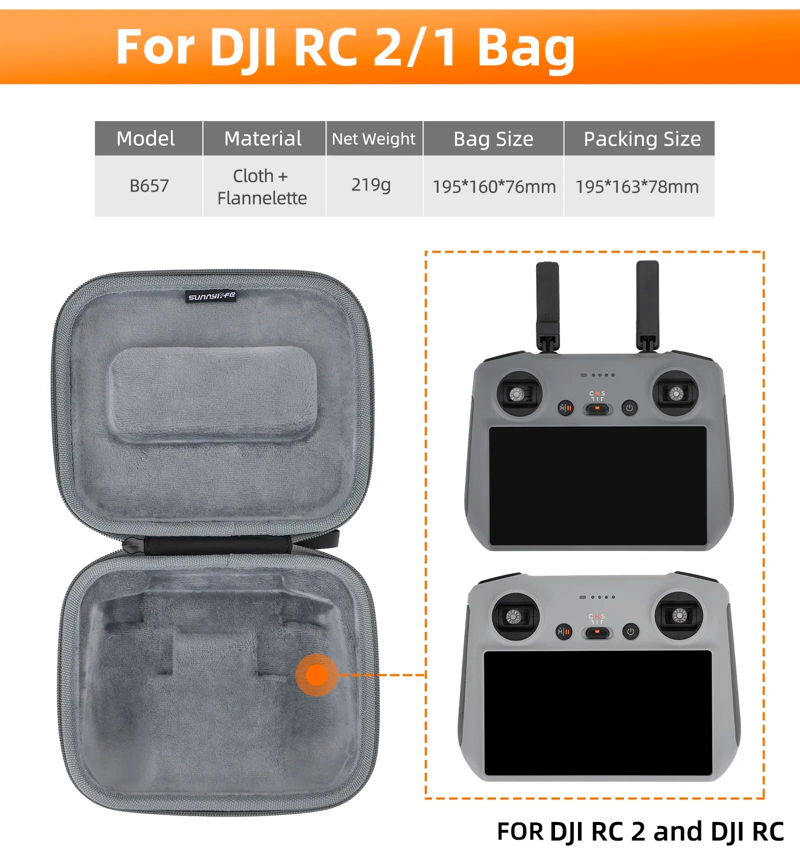 Portable Carrying Case For DJI Mini 4 Pro, Flannelette Sunnyiefe FOR DJI RC 2 & RC2