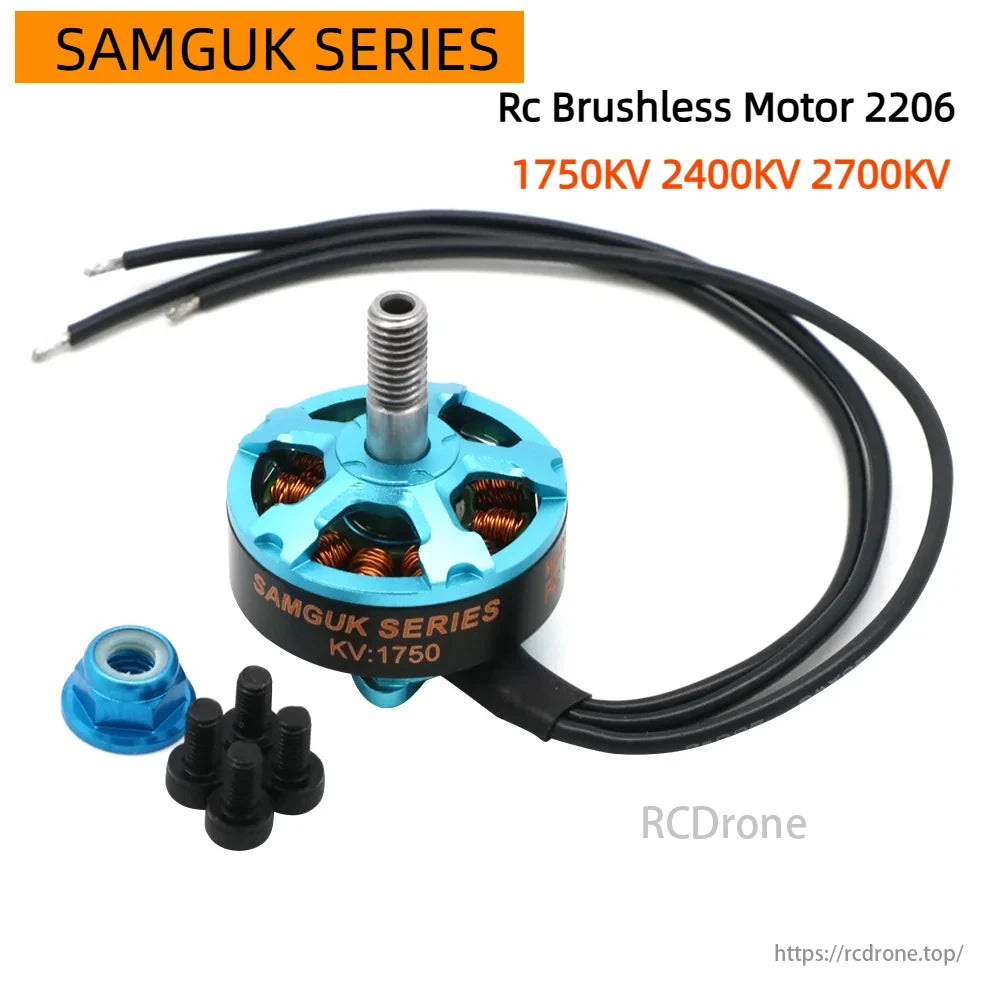 Samguk 2206 Brushless Motor, Samguk Series 2206 brushless motor offers 1750KV, 2400KV, and 2700KV options for diverse drone performance needs.