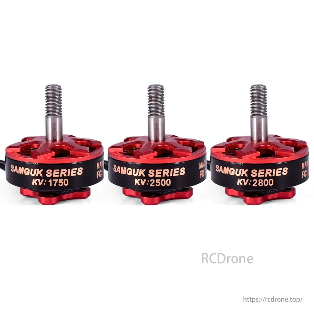 Samguk Shu 2306 Brushless Motor, Samguk Series brushless motors are available in KV ratings of 1750, 2500, and 2800.