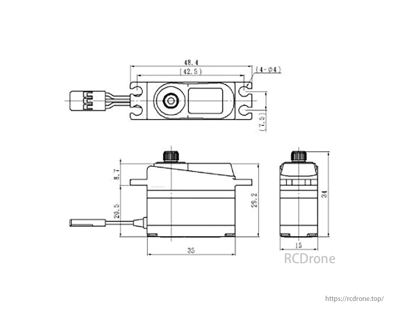 Savox SV-1250MG+ servo: Micro size, metal gear, coreless motor, 8kg torque, 0.10s speed at 7.4V. Ideal for small drones.