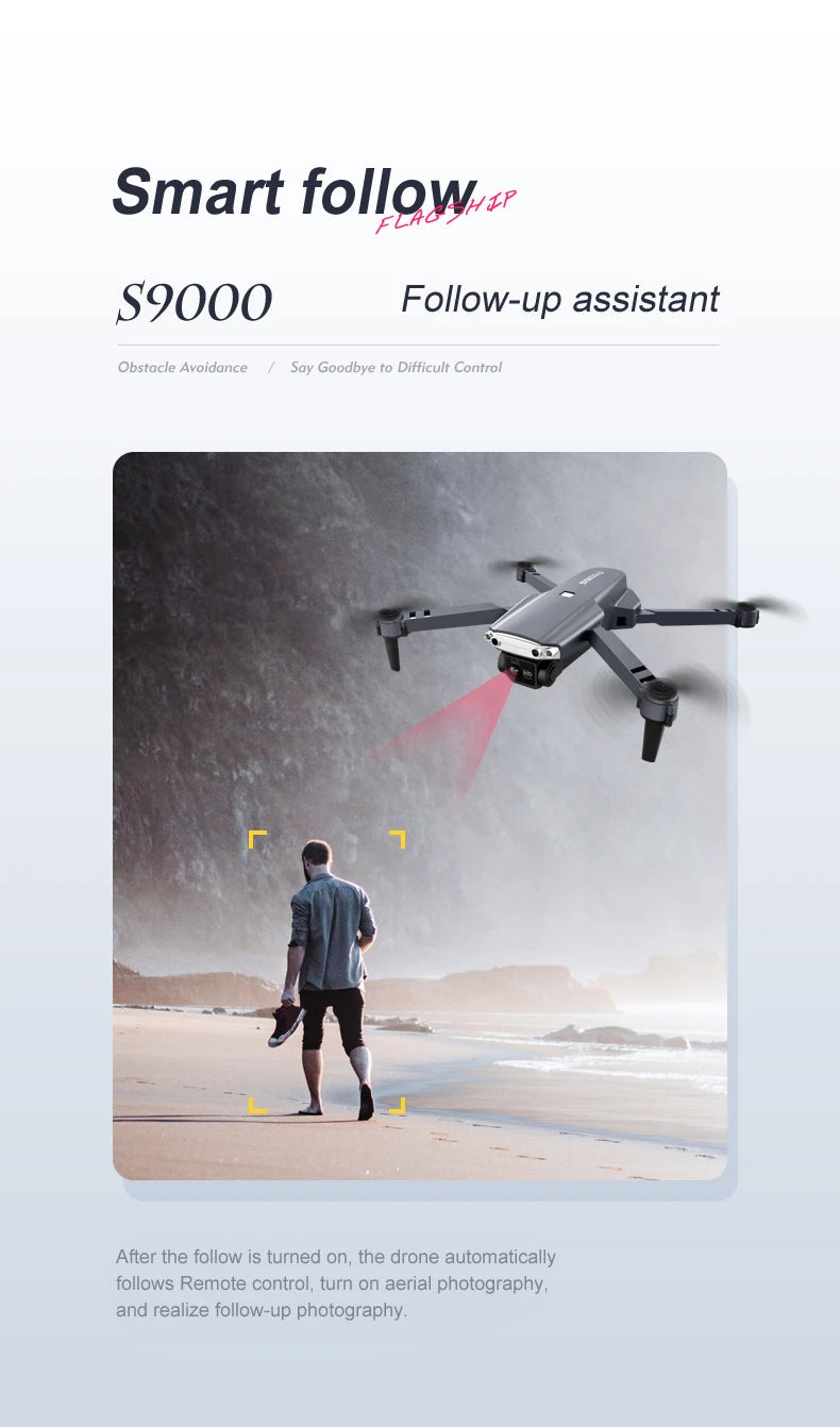 S9000 Drone - Aerial Photography 4K HD Obstacle Avoidance Dron with Camera Optical Flow Positioning Folding Guadcopter Mini Drones 28 S9000 Drone, smart follower s9000 follow-up assistant automatically follows remote