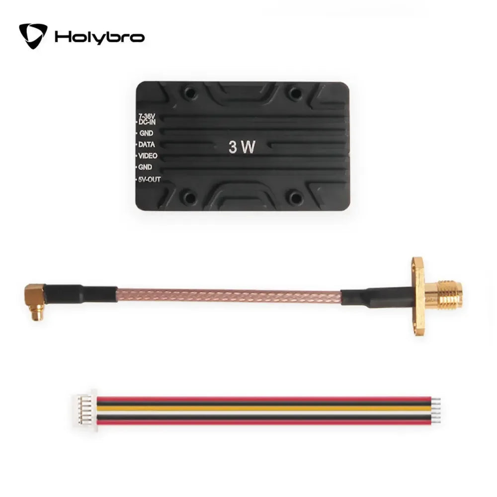 Holybro Atlatl HV 5.8G 3W VTX, Image transmission with 5 bands and 37 channels for long-range First-Person View (FPV) applications.