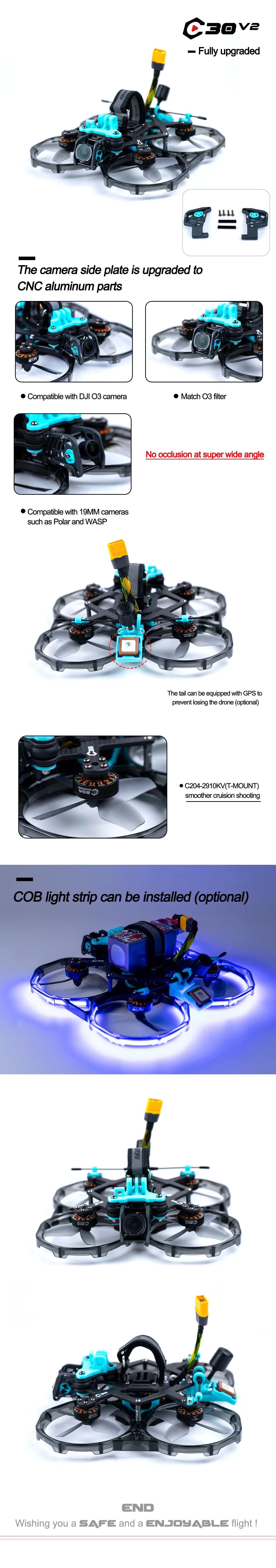 Axisflying CineON C30 - 3inch Cinewhoop DJI O3 Air Unit Drone - 6S 6 Axisflying CineON C30, 30vz Fully upgraded The camera side plate is upgraded to CNC aluminum parts Compatible with DJI