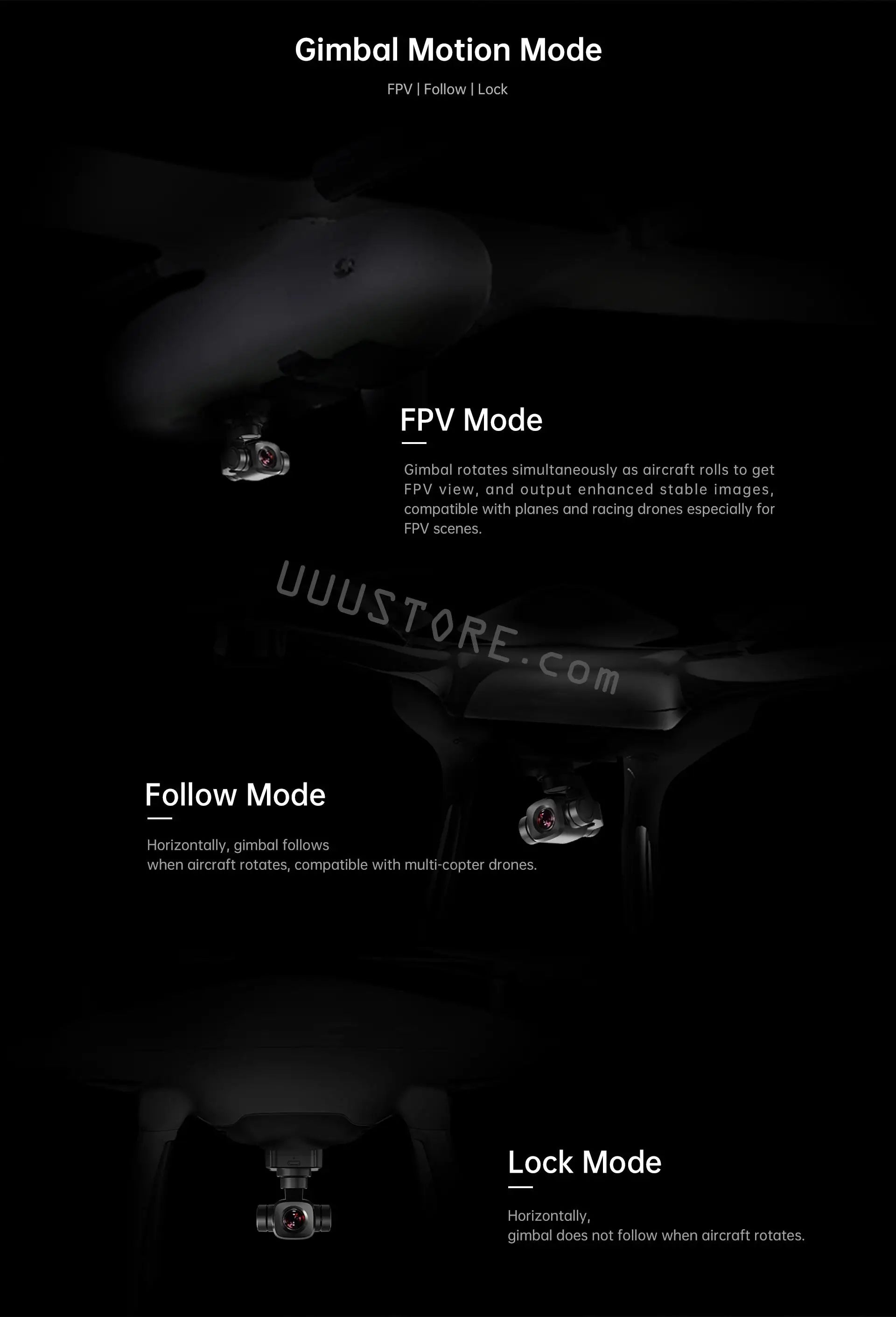 gimbal motion mode FPV Follow Lock fpv mode Gimbal
