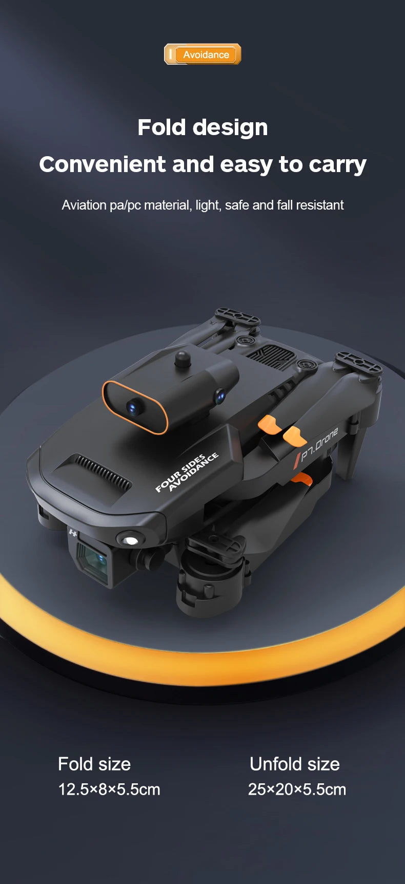 KBDFA NEW P7 Mini Drone - 4k Camera Drone FPV Obstacle Avoidance Professional Quadcopter RC Helicopter Drone Children's Toy Gift 45 KBDFA NEW P7 Mini Drone, avoidance fold design convenient and easy to carry aviation palpc material