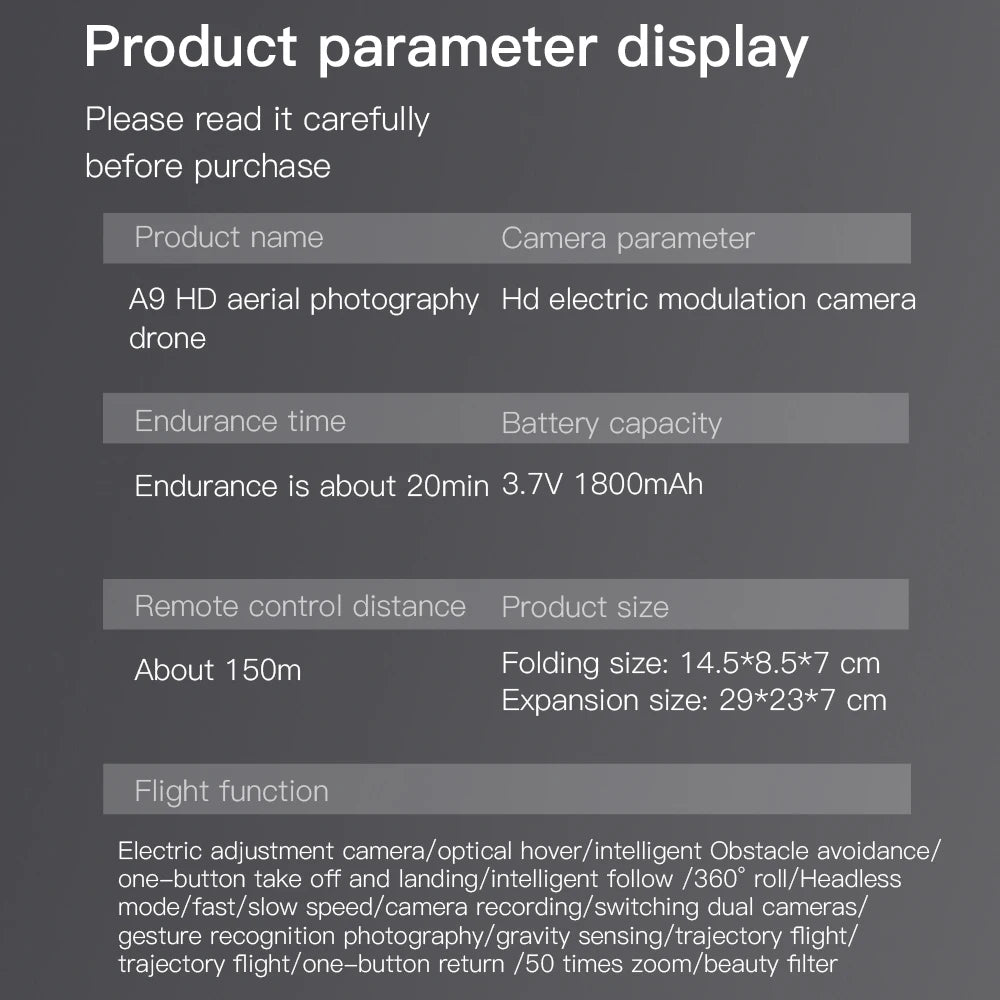 A9 PRO Drone - 2.4G WIFI FPV With 4K HD Camera 20min Flight Time Brushless Foldable ProfessionalRC Drone Quadcopter Toy 35 A9 PRO Drone, camera parameter a9 hd aerial photography drone drone camera drone