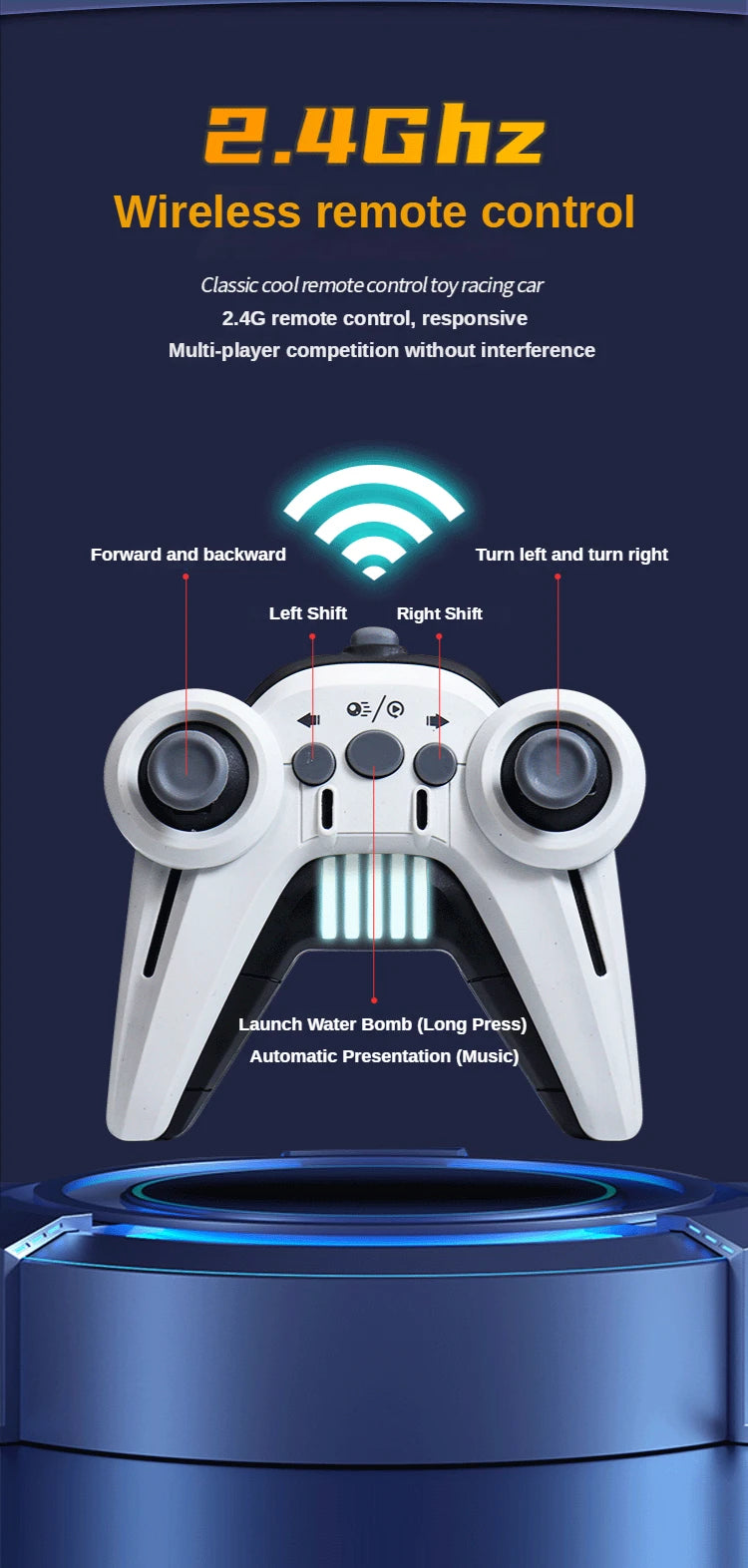 RC Car, coolremotecontroltoy racingcar 2.4G wireless remote control, responsive Multi-