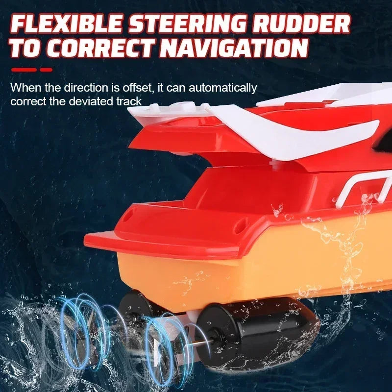 Mini RC Boat, Experience high-speed thrills with a mini RC boat featuring flexible steering and 2-channel control, perfect for kids to enjoy on water.