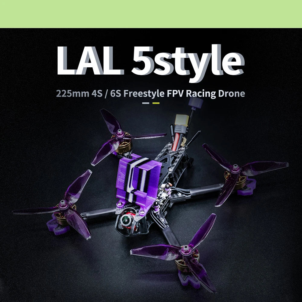TCMMRC LAL5 Racing Drone - 4K HD 2307 2450KV Radio Control Drone Kit Wheelbase 225mm Freestyle FPV Racing Drone with Caddx Camera 60A ESC 8 TCMMRC LAL5 Racing Drone, LAL Sstyle 225mm 4S / 6S Freestyle FPV Racing