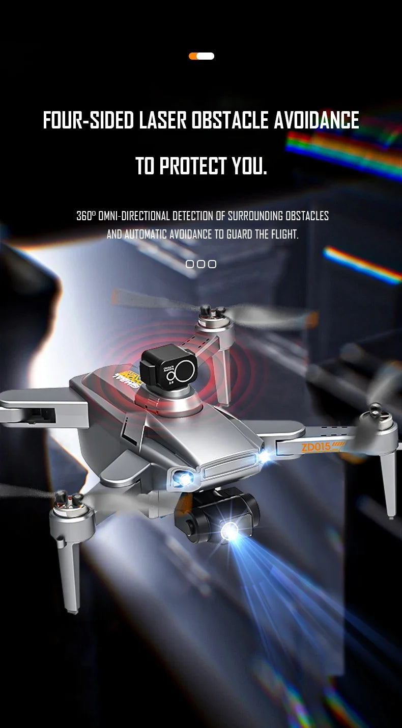 ZD015 GPS Drone features 1080P HD camera, 3km distance, 360-degree obstacle avoidance, and 3-axis gimbal.