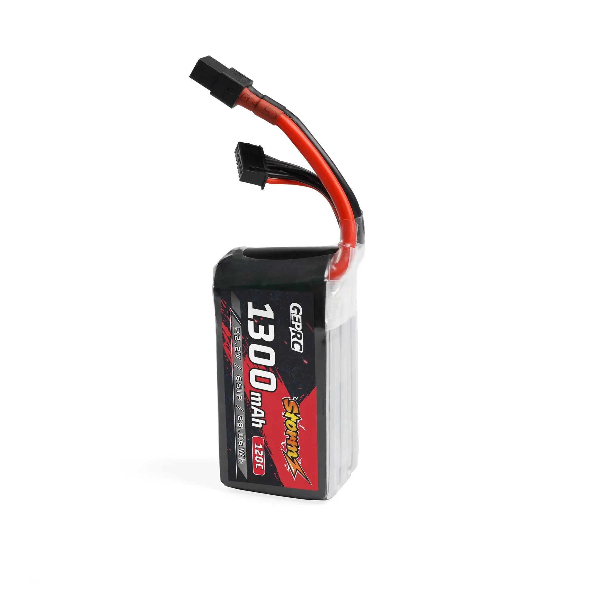 GEPRC Storm 6S 1300mAh 120C Lipo Battery, it's able to continue to discharge at a high multiplier, the current output