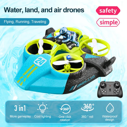 4DRC V24 Mini RC Drone, 3-in-1 drone for water, land, air with lighting, rotation, waterproof design