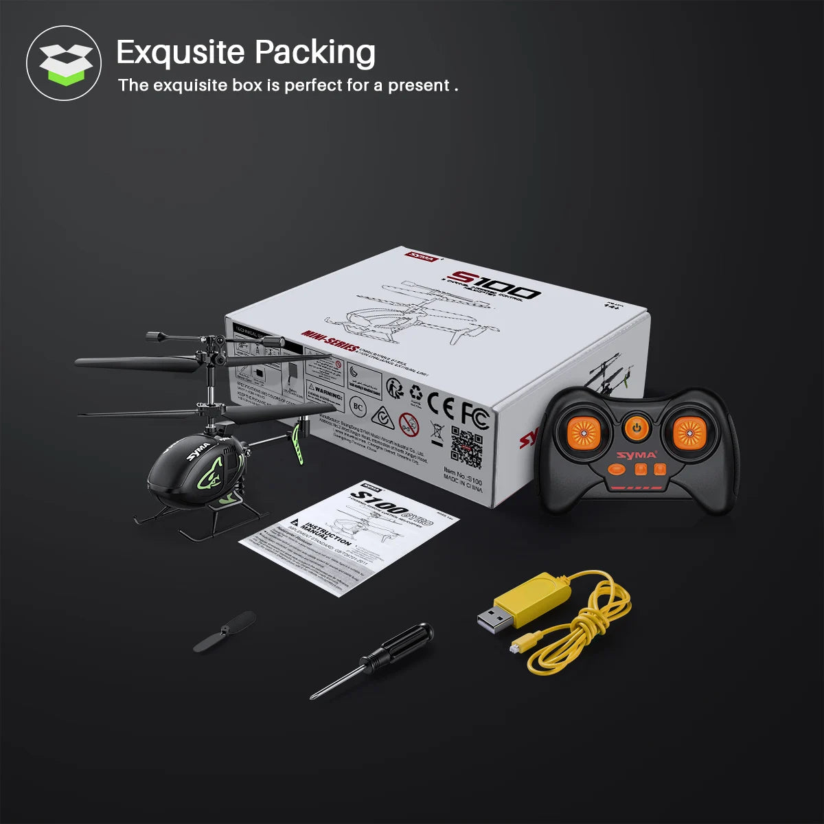 SYMA S100 Mini Helicopter, exquisite box is perfect for a present Cefc SYMA' 4d 