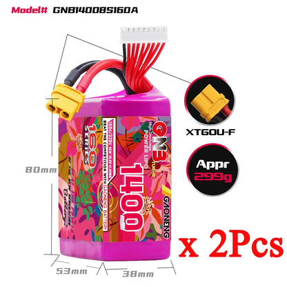 GaoNeng GNB 4S 6S 8S 14.8V 22.2V 29.6V 1400mAh 160C/320C LiPo Battery For Drone