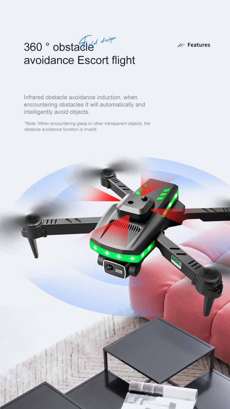S160 Mini Drone, desig 360 obstacle avoidance features avoidance escort flight