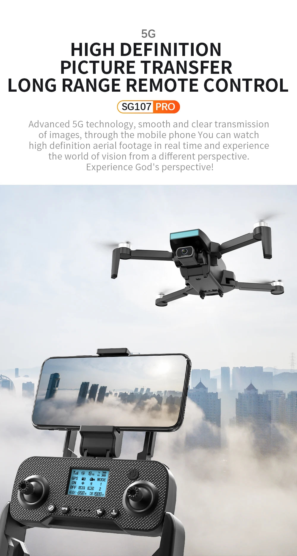 ZLL SG107 Pro Mini Drone, 5g high definition picture transfer long range remote control sg107