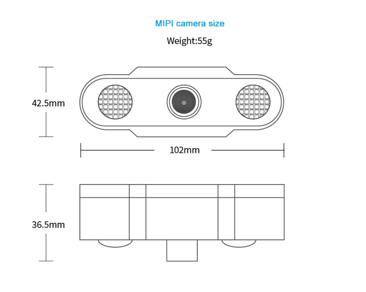 MIPI camera size Weight:55g 42.Smm 102mm 36.S