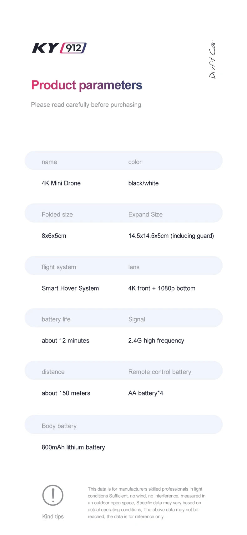 XYRC KY912 Mini Drone, flight system lens smart hover system 4k front 108op bottom