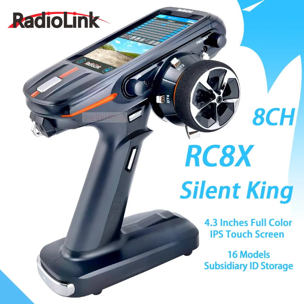 Radiolink RC8X 2.4G 8 Channels Radio Transmitter, RadioLink Hunc 8CH RC8X Silent King 4.3 Inches Full