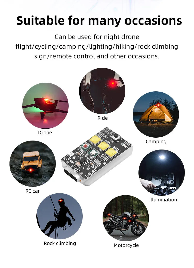 Strobe Light for Motorcycle/Bicycle/Drone Warning LED Light Turn signal lights USB Charging Anti-collision Accessories for DJI MINI 3 PRO 15 Suitable for many occasions Can be used for night drone flight/cycling/camping
