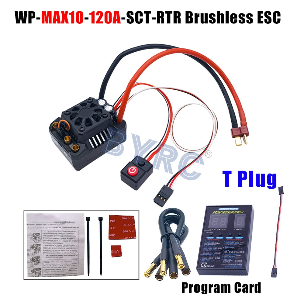 Hobbywing MAX10 SCT  120A RTR  Brushless ESC, Brushless ESC for 1/10 truck racing, featuring easy programming and one-plug connectivity.