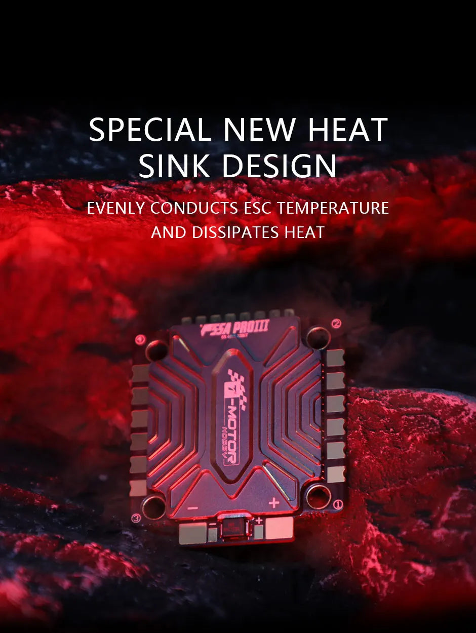 T-MOTOR F55APROIII F55A PROIII 4IN1 ESC, SPECIAL NEW HEAT SINK DESIGN EVEN CONDUCTS ESC