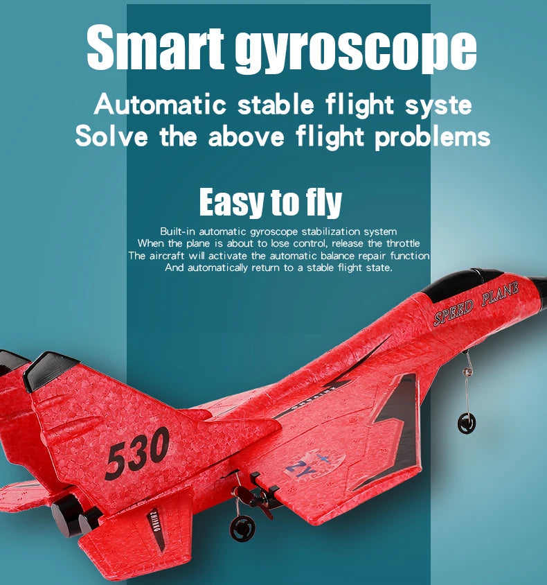 MiG-530 RC Foam Aircraft, gyroscope automatically stabilizes the plane when it loses control . automatic