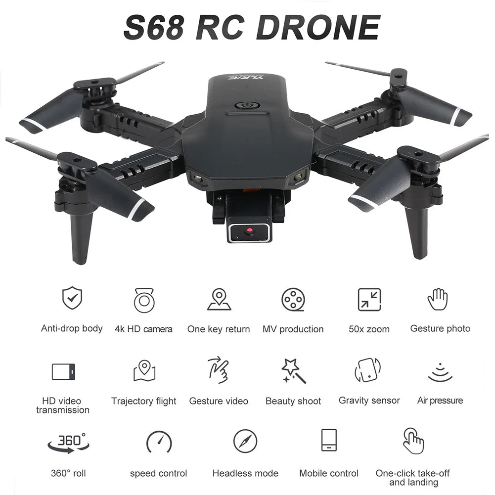 YLR/C S68 Drone, drone anti-drop body 4k hd camera one-click