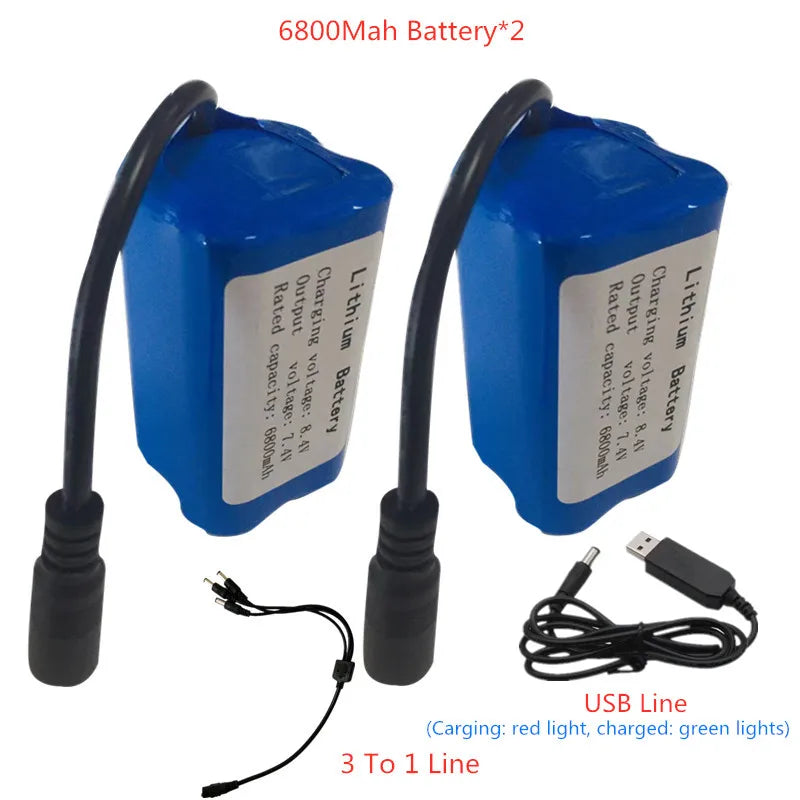 7.4V 13600Mah 6800Mah Battery, battery for t188 h18 C18 Bait Boat Battery Style7 :
