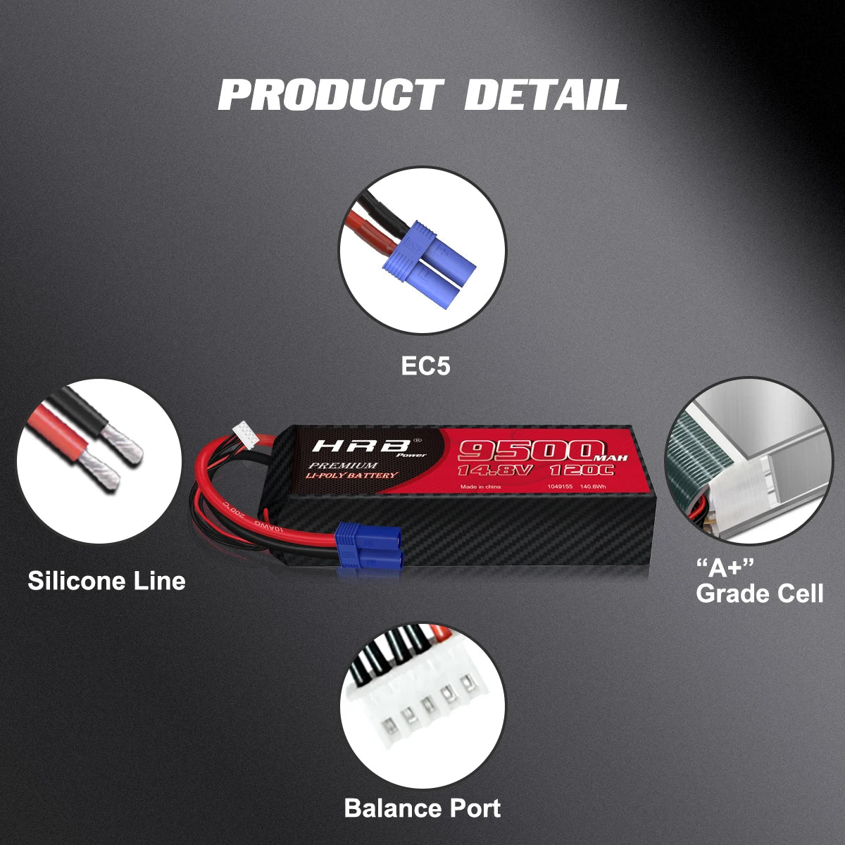 2PCS HRB RC Lipo 3S 4S 6S Battery - 9500mah 8000mah 150C 120C 50C 7000mah 6000mah 11.1V 14.8V 22.2V 7.4V Hard Case For RC Parts FPV Drone Airplane 14 2PCS HRB RC Lipo 3S 4S 6S Battery, ECS HRZ 0S53CJCMA" Silicone Line Grade Cell Balance Port