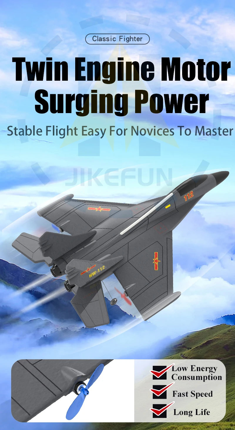Genuine Authorization J-11 1:50 RC Fighter Plane - 2.4G 2CH Remote Control Foam Aircraft with Lighting J 11 Airplane Toys for Boys 19 Genuine Authorization J-11 1:50 RC Fighter Plane, Classic Fighter Twin Engine Motor Surging Power Stable Flight Easy For Novices To Master J