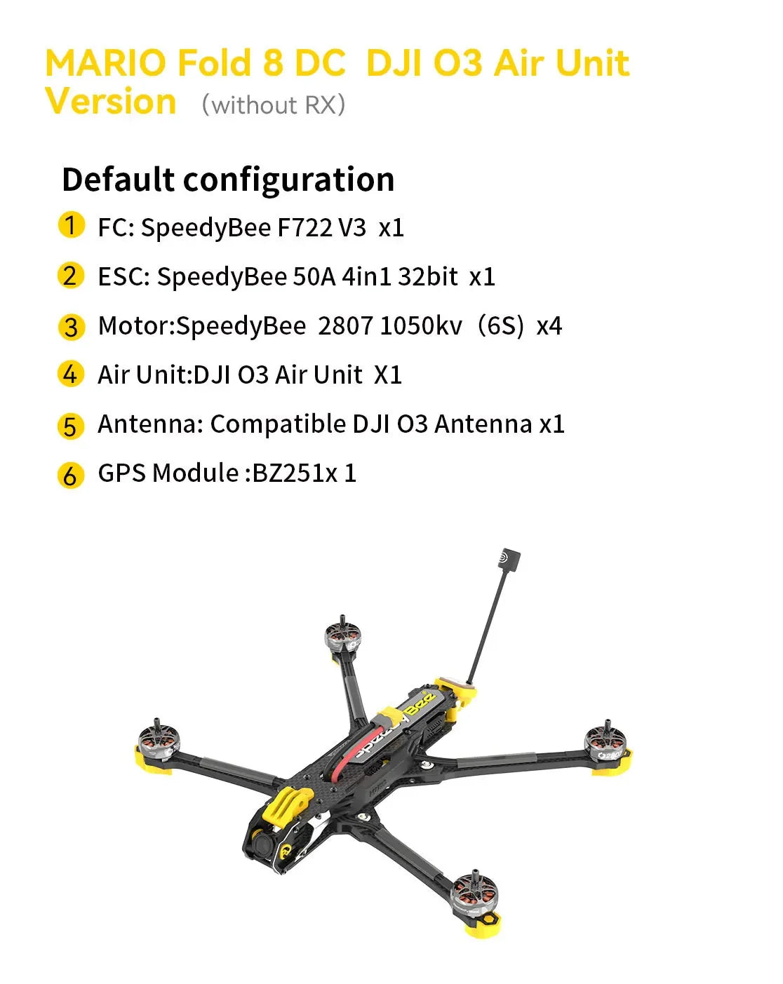 SpeedyBee Mario Fold 8 DC 8 Inch FPV, The SpeedyBee Mario Fold 8 DC is an FPV drone featuring long range flight controller and stable 4in1 ESC with brushless motors.