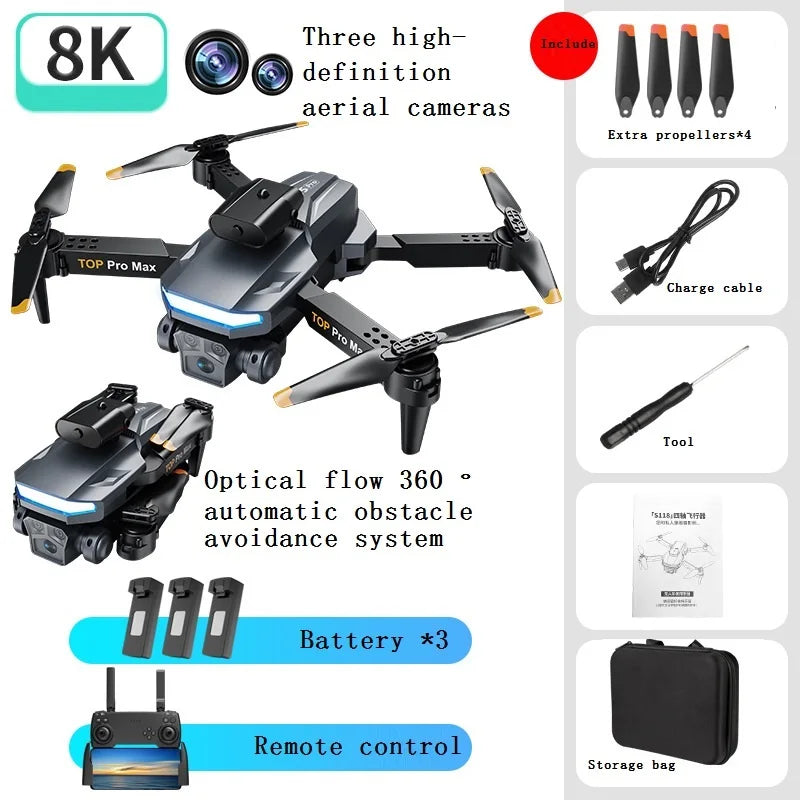 A15 Drone, TOP Pro Max Charge Tool Optical flow 360 automatic obstacle I51SDUIFI avoidance