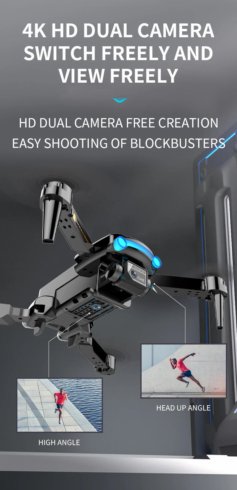 2024 New XYRC CS9 Mini Drone - 4K Dual Camera Four Side Obstacle Avoidance Optical Flow Positioning Foldable Quadcopter Toys Gifts 31 4k hd dual camera switch freely and view freely h