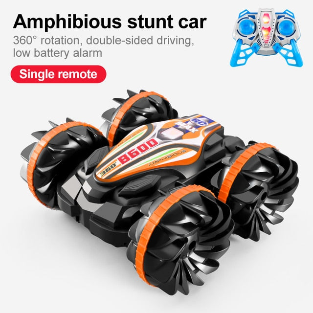 2.4G Amphibious Stunt, Amphibious stunt car 3609 rotation, double-sided driving, low battery alarm Single