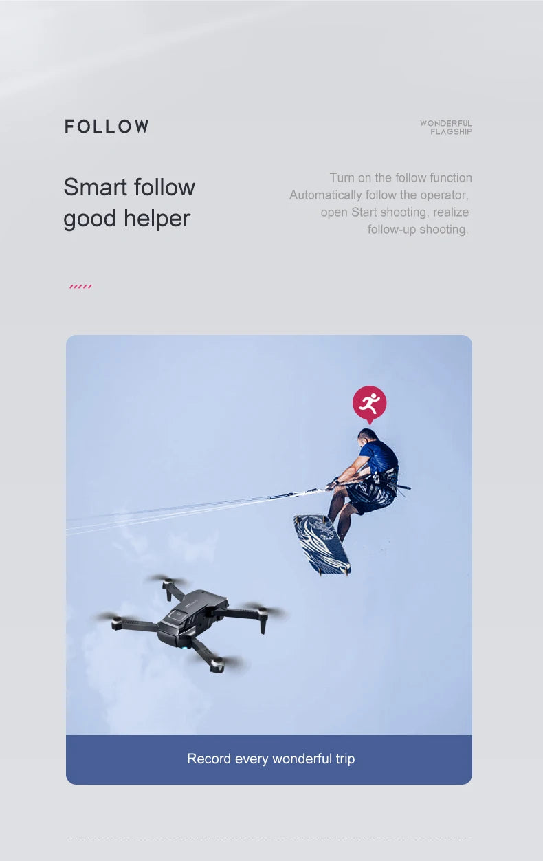 2024 NEW RG107 Drone, FOLLOW WONDERFUL FLAGSHIP Turn on the follow function Smart follow