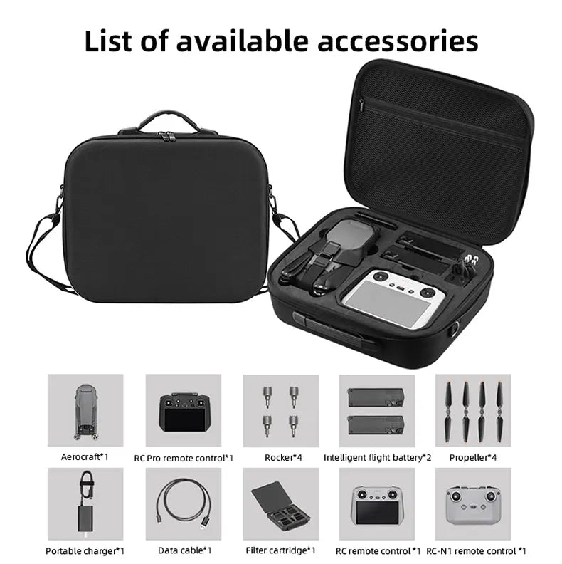 Portable Shoulder Bag for DJI Mavic 3/3 Classic/3 Cine Smart Remote Control Carrying Case Storage Bag Handbag Drone Accessories 15 Portable Shoulder Bag, Aerocraft"1 RC Pro remote control"1 Rocker4 Intelligent flight battery"2