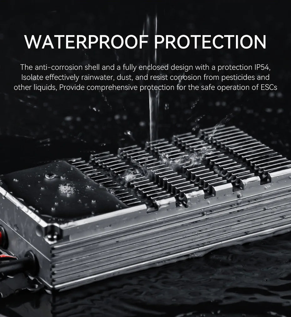 T-MOTOR THUNDER 200A 24S ESC, the anti-corrosion shell and a fully enclosed design with a protection IP54,