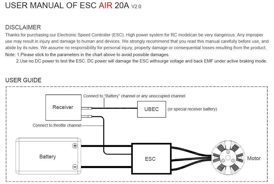 T-MOTOR ESC, ESC AIR 20A v20 is a high power electronic speed controller .