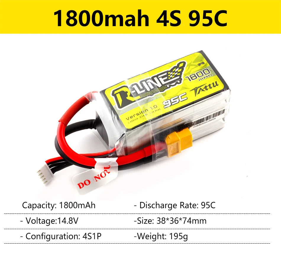 Capacity: 1800mAh Discharge Rate: 95c Voltage:14.8V 