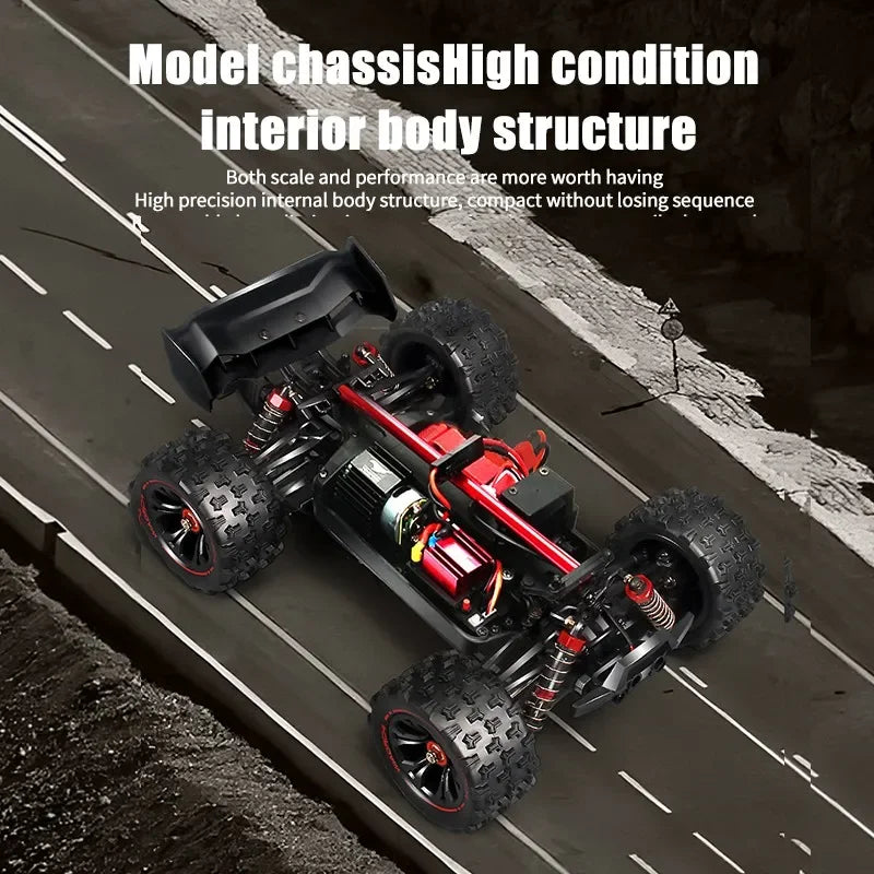 1:16 4WD RC Car, High-precision internal structure, compact design, excellent performance, metal drivetrain, LED lights, supports 3S/2S batteries.