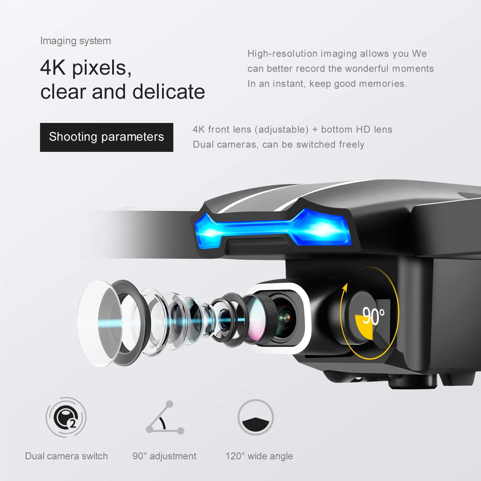 KBDFA S65 4K Mini Drone, high-resolution imaging allows you we 4k pixels, can better
