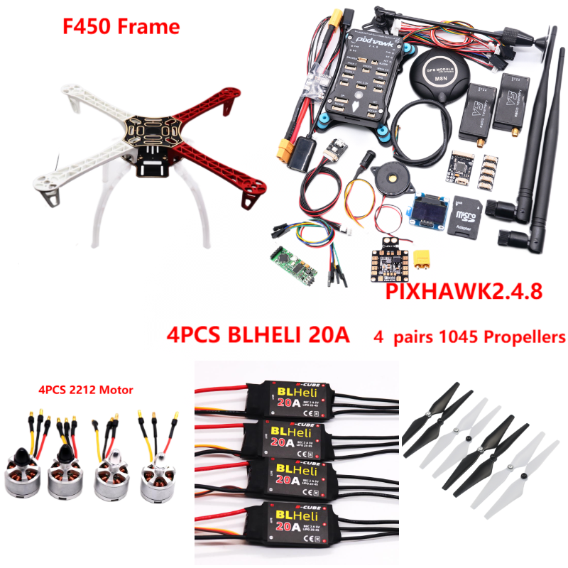 PIXHAWK2.4.8 Flight Control F450 Drone Kit - Ardupilot 100MW Radio Tel ...