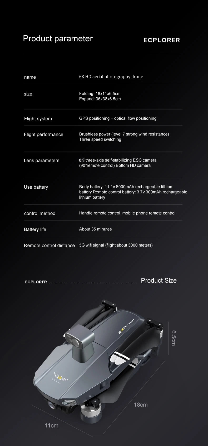 8819 pro Drone - 3-Axis Gimbal 8k Profesional with HD Camera 5G GPS WIFI FPV Brushless Motor Dron Obstacle Avoidance RC Quadcopter Professional Camera Drone 49 8819 pro Drone, ECPLORER name 6K HD aerial photography drone size Fold