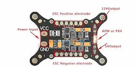 APM / PIXHAWK / PX4 5 in 1 PDB - Super Shock Absorber Integrated Power Module ESC Power Distribution Board 5V & 12V BEC 6 APM / PIXHAWK / PX4 5 in 1 PDB, 12voutput ESC Positive electrade Power Input VCC APM 01 PX